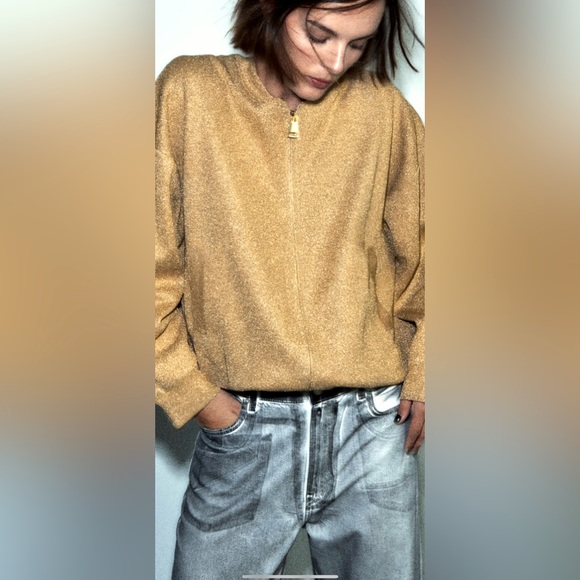 Jackets & Blazers - BOMBER JACKET KNITTED METALLIC YARN (NWT)

Size S 
NEW WITH TAG